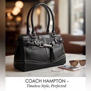 Coach Hampton Black Pebbled Leather Shoulder Bag Tote F13084